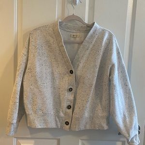 NWOT Madewell White Speckled Cropped Cardigan Sweater